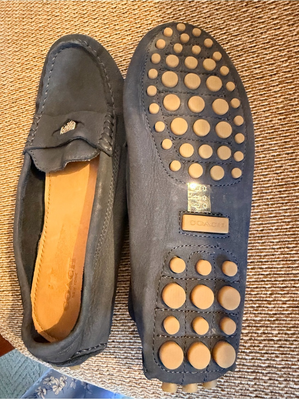 COACH Nicola Navy Suede Driving Loafers Flat Moccasins Women's Size 6M - Picture 3 of 4